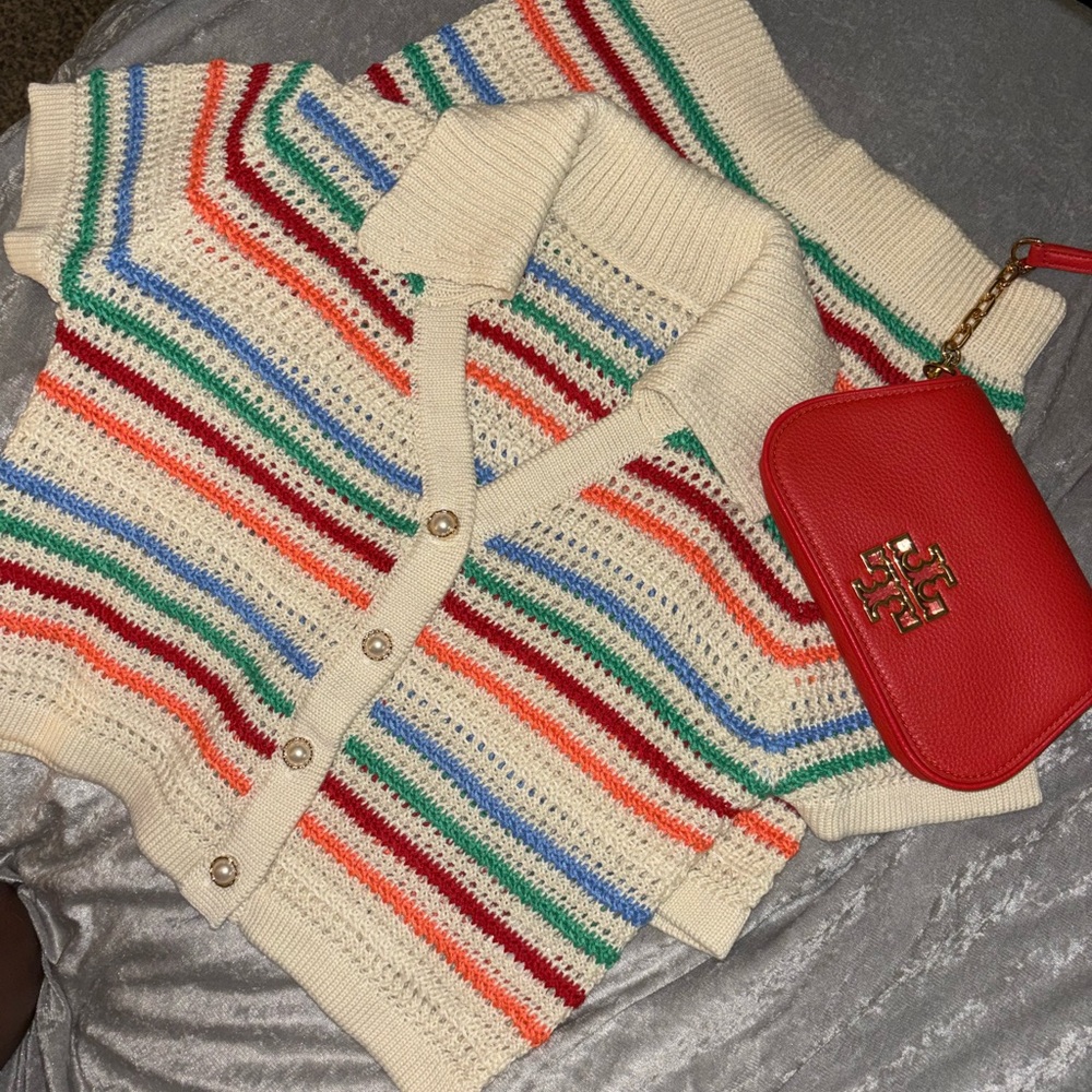 Striped Multicolor Button-Up Sweater